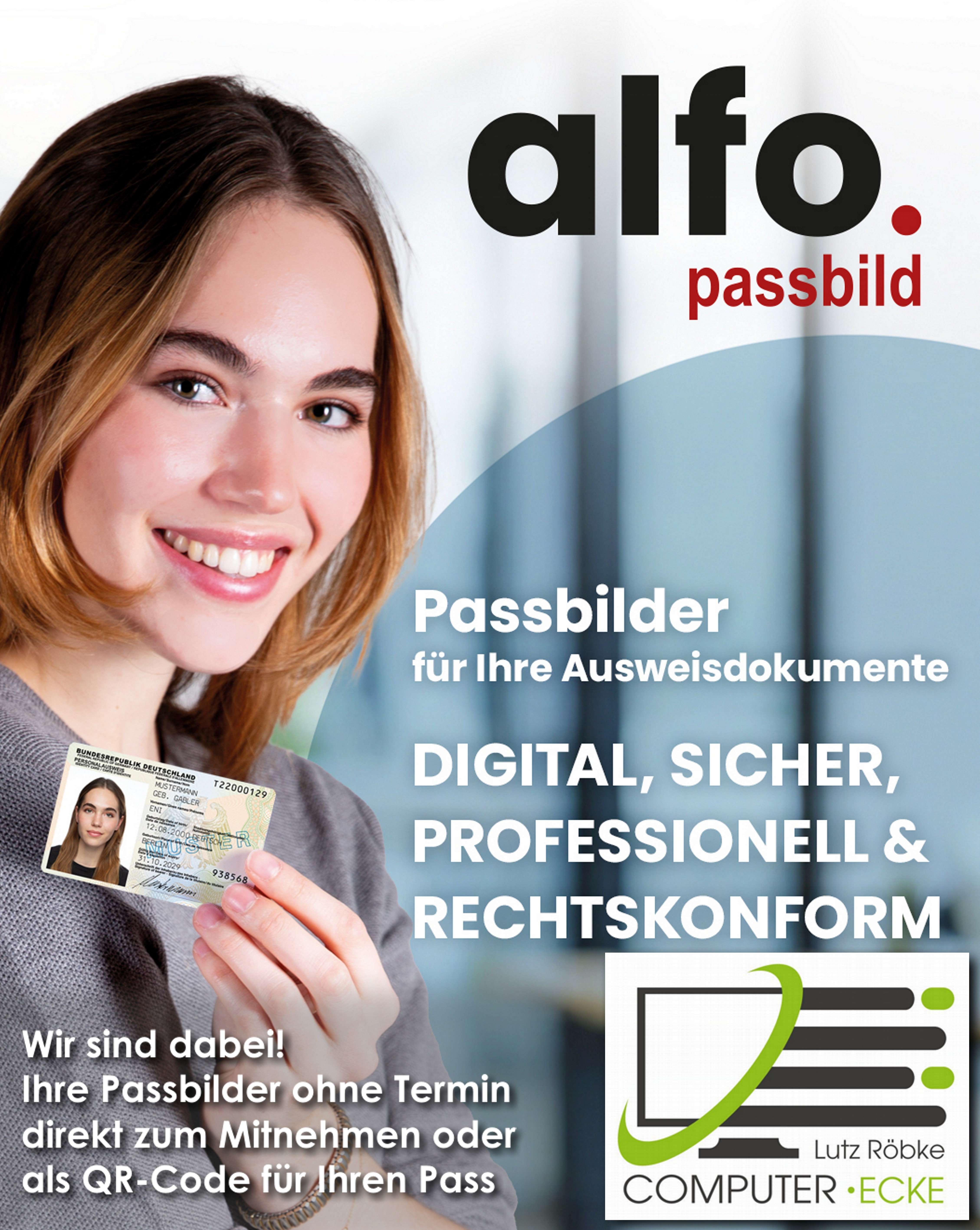 Wir machen digitale Passfotos ohne Terminabsprache.
                                        Diese drucken wir bei Bedarf fuer Sie aus.
                                        Ihre Passfotos koennen sofort mitgenommen werden.